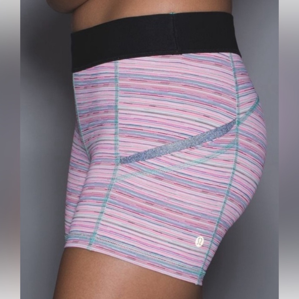 Lululemon What The Sport Short Pink Blue Stripe 6